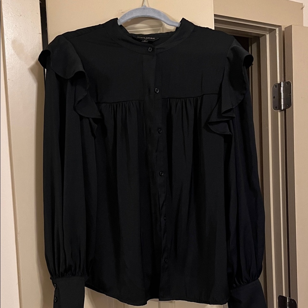 Banana Republic Black Ruffled Blouse